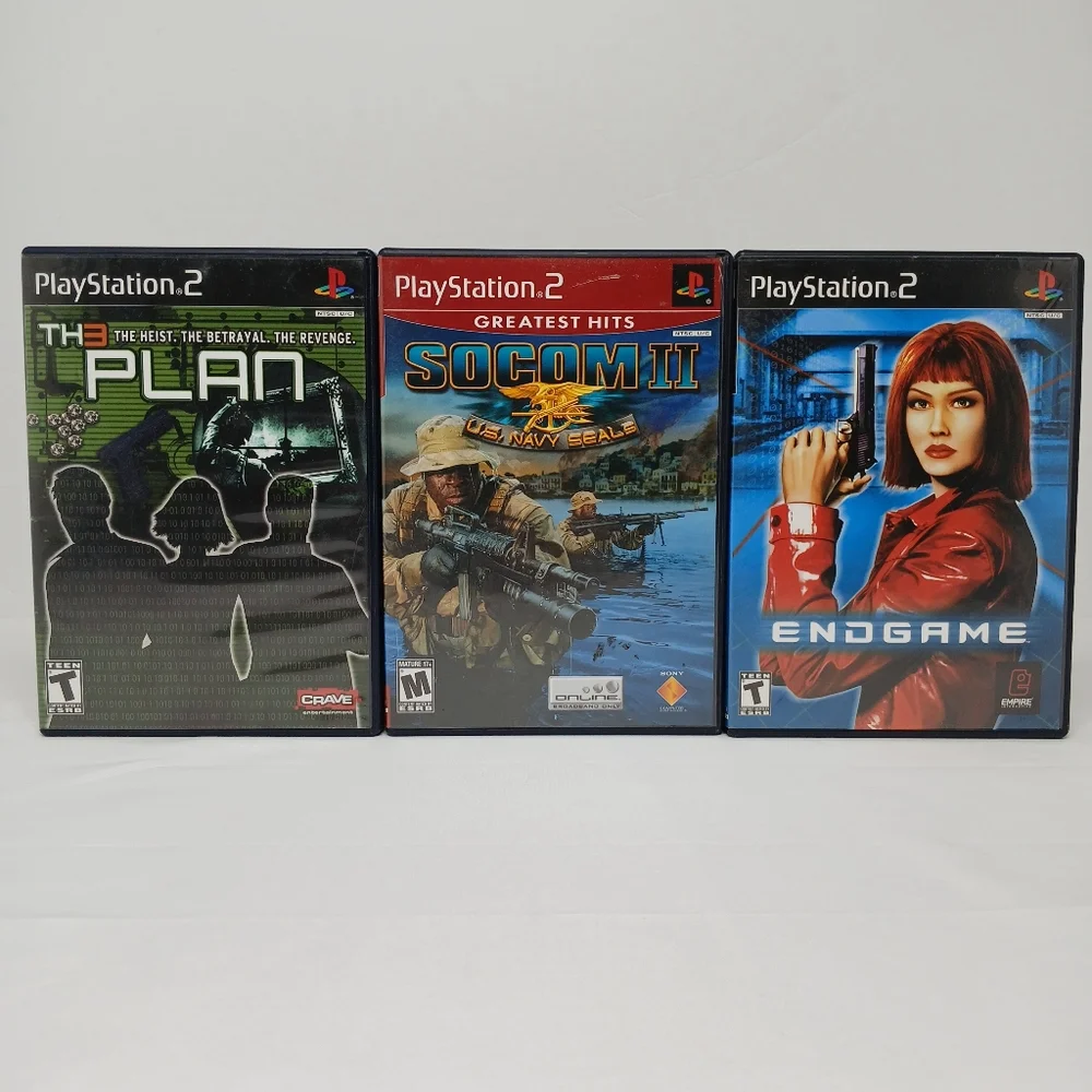Playstation 2 Shooter Video Game Lot Of 3 SOCOM 2 Navy SEAL End Game The Plan - Picture 1 of 9